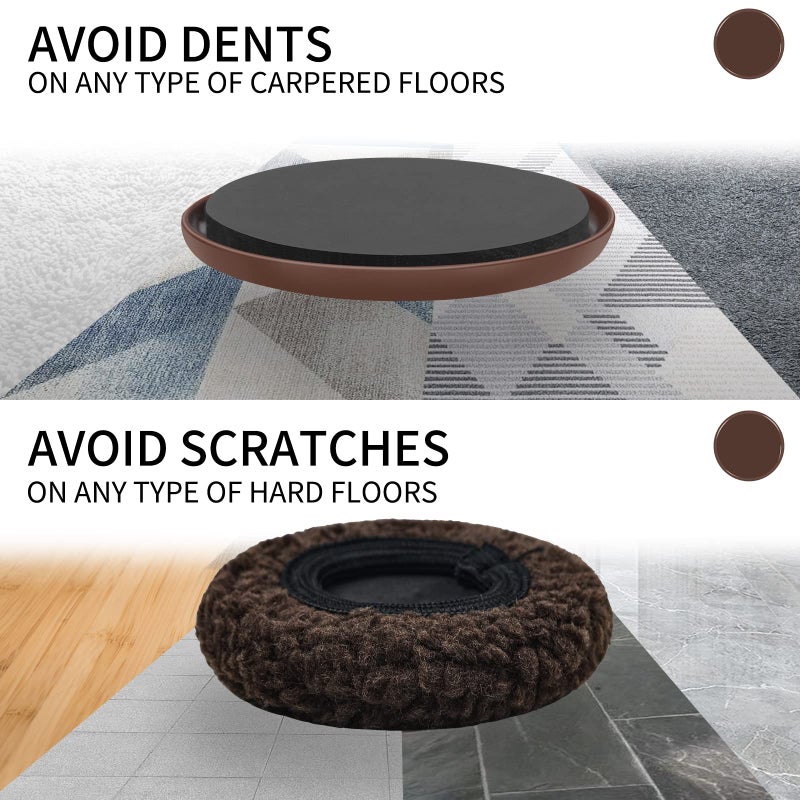 Kayzn 5"" Furniture Sliders, 2-in-1 Furniture Movers Sliders with Hardwood Socks, 4+4 Pack - 4 Furniture Sliders for Carpet and 4 Hardwood Socks, Move Your Furniture Easily! - Image 4